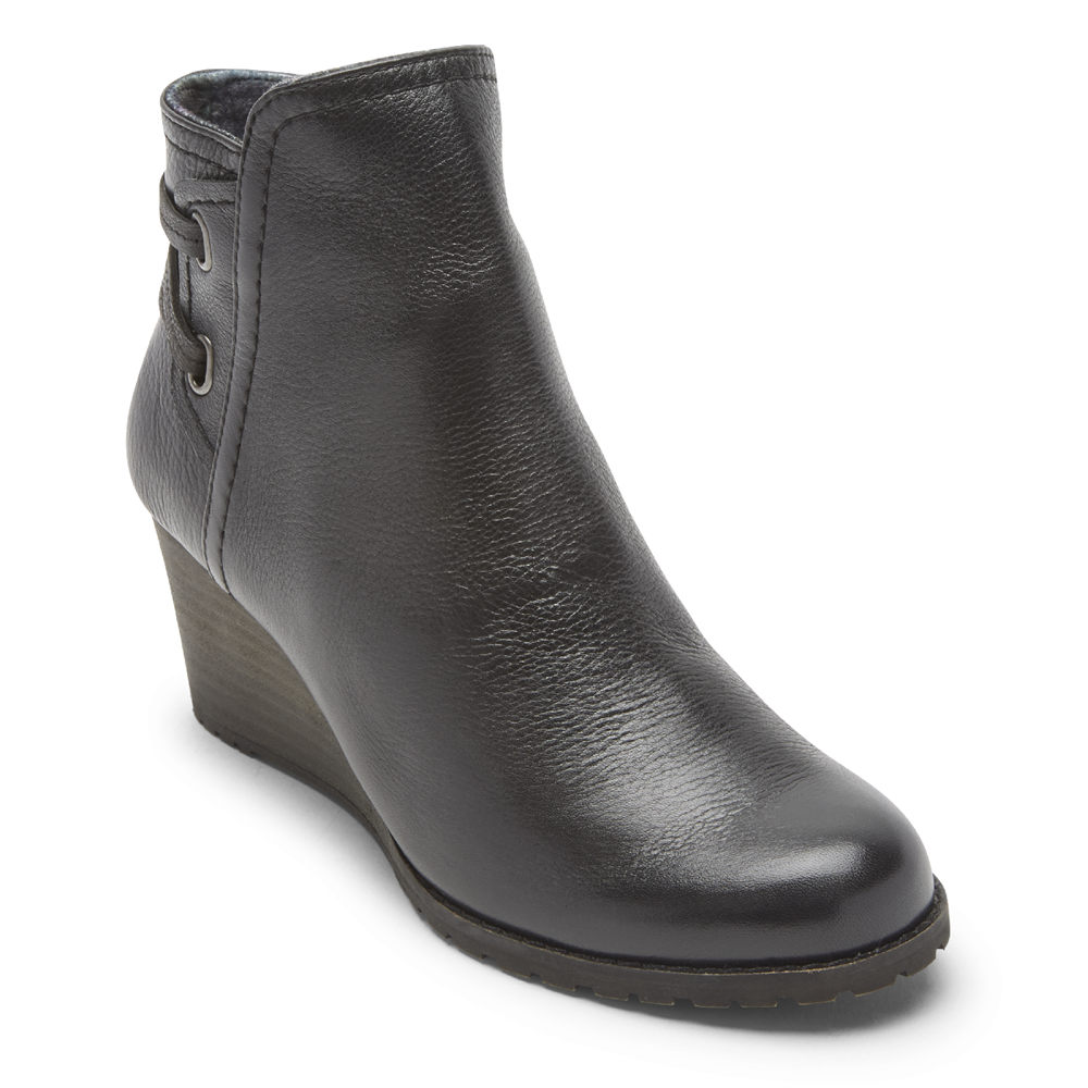 Botas Rockport Mujer Mexico - Cobb Hill Lucinda Back Tie Negros - OHMSB4539